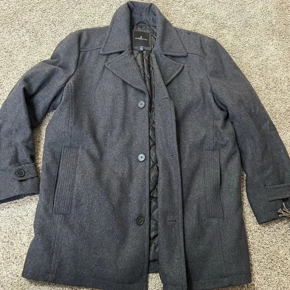 Vintage London Fog Mens Single Breasted Heavy Wool Overcoat XL 48R Charcoal Gray - Picture 2 of 16